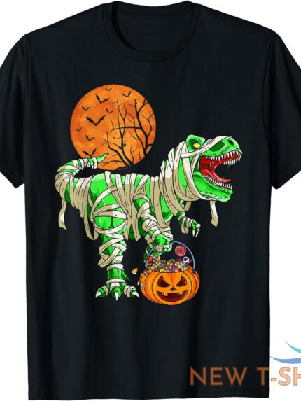 halloween dinosaur trex mummy pumpkin funny gift unisex t shirt 0.jpg
