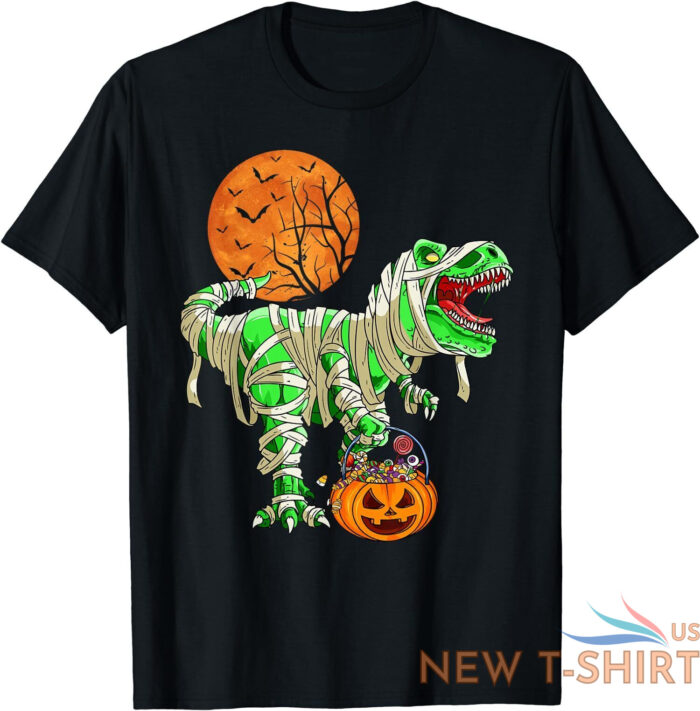 halloween dinosaur trex mummy pumpkin funny gift unisex t shirt 0.jpg