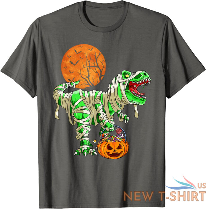 halloween dinosaur trex mummy pumpkin funny gift unisex t shirt 2.jpg