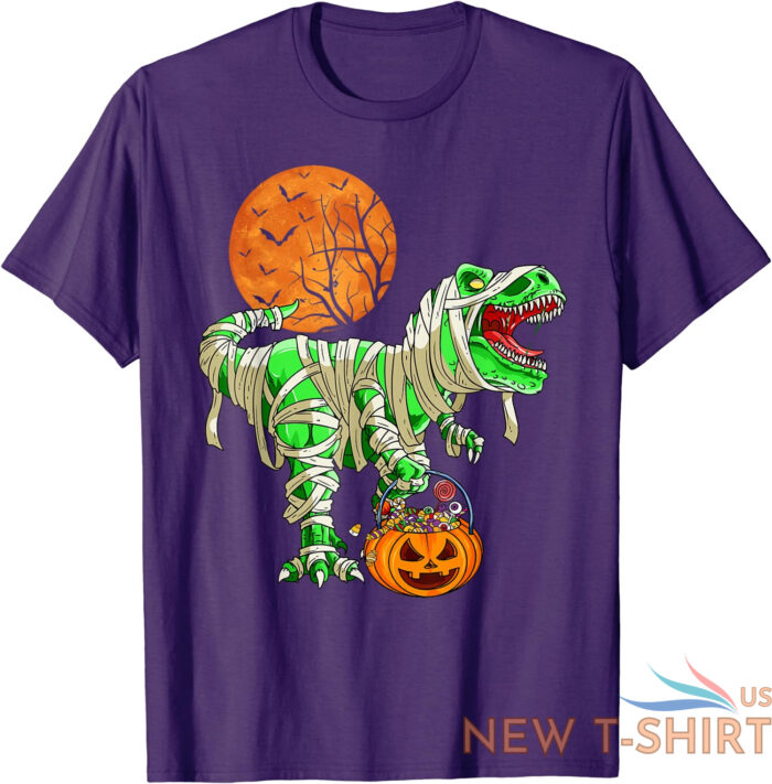 halloween dinosaur trex mummy pumpkin funny gift unisex t shirt 4.jpg