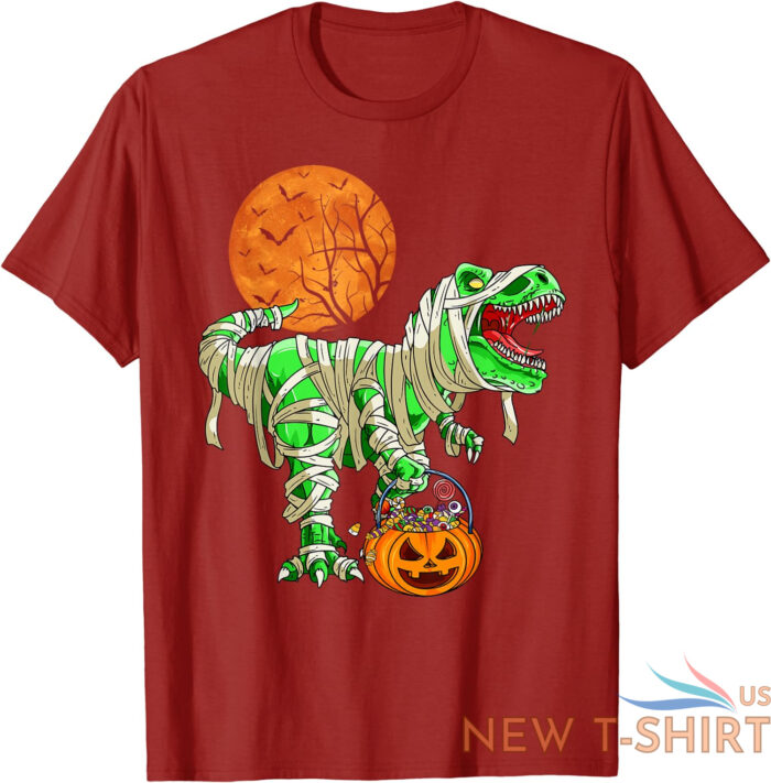 halloween dinosaur trex mummy pumpkin funny gift unisex t shirt 5.jpg