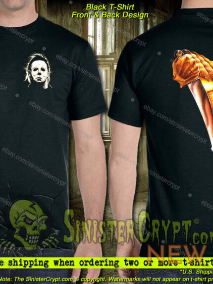 halloween front back printed t shirt michael myers pumpkin knife small to 7xl 0.jpg