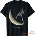 halloween funny rock on skeleton moon rock and roll guitar t shirt 3.jpg