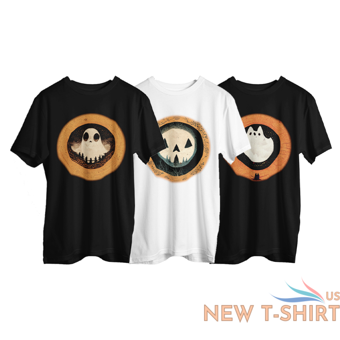 halloween ghost printed gift trick or treat ladies unisex mens tshirt 3.png