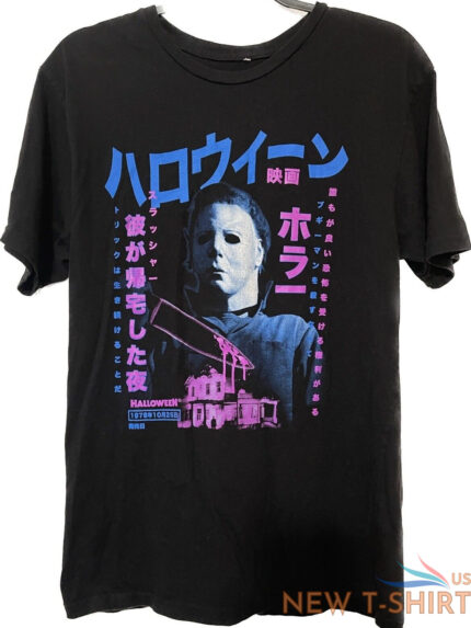 halloween horror michael myers japanese writing men s black t shirt size med 0.jpg