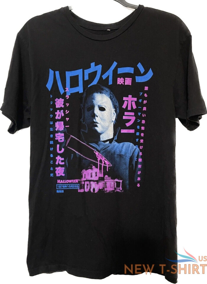 halloween horror michael myers japanese writing men s black t shirt size med 0.jpg