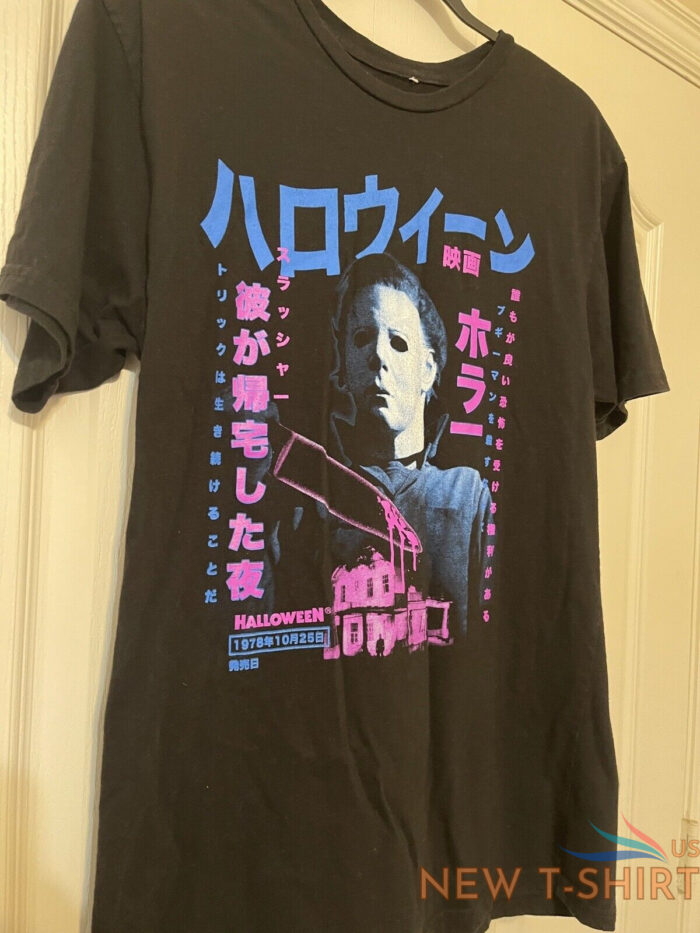 halloween horror michael myers japanese writing men s black t shirt size med 2.jpg