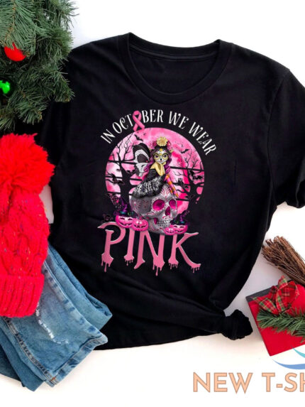 halloween in october we wear pink ribbon breast cancer month t shirt 0.jpg