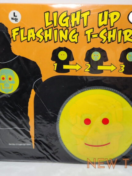 halloween light up flashing yellow skull t shirt size large l 8 patterns 0.jpg