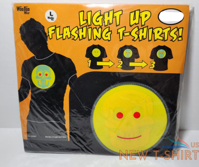 halloween light up flashing yellow skull t shirt size large l 8 patterns 0.jpg