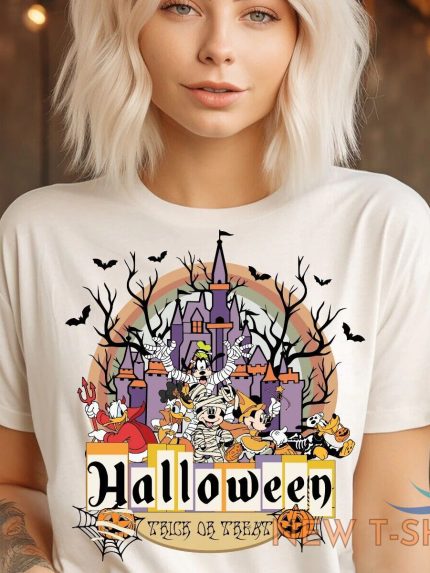 halloween t shirt for men women halloween trick or treat disney mickey donald 0.jpg