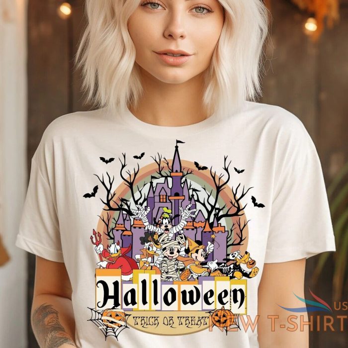 halloween t shirt for men women halloween trick or treat disney mickey donald 0.jpg