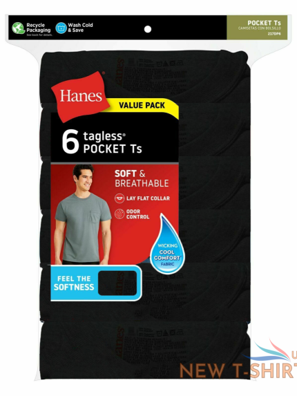 hanes 6 pack pocket tee men s t shirt soft breathable one random color pack 0.png
