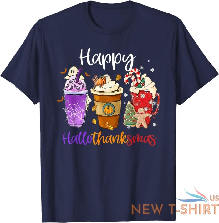 happy hallothanksmas coffee latte halloween thanksgiving unisex t shirt 6.jpg