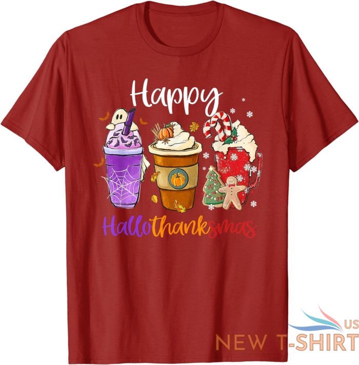 happy hallothanksmas coffee latte halloween thanksgiving unisex t shirt 9.jpg