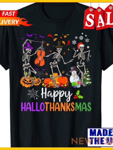 happy hallothanksmas funny halloween thanksgiving christmas t shirt size s 5xl 0.jpg