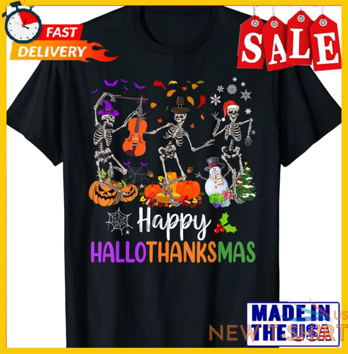 happy hallothanksmas funny halloween thanksgiving christmas t shirt size s 5xl 0.jpg