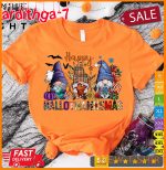 happy hallothanksmas gnomes halloween christmas thanksgiving shirt funny chr 0.jpg