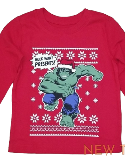 hulk wants presents t shirt christmas 12 mo 18 mo 2t 5t red l sleeve nwt 0.png