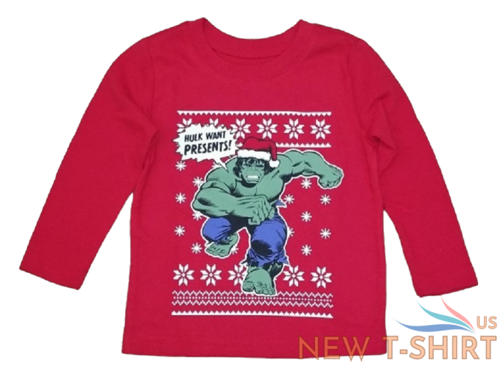 hulk wants presents t shirt christmas 12 mo 18 mo 2t 5t red l sleeve nwt 0.png