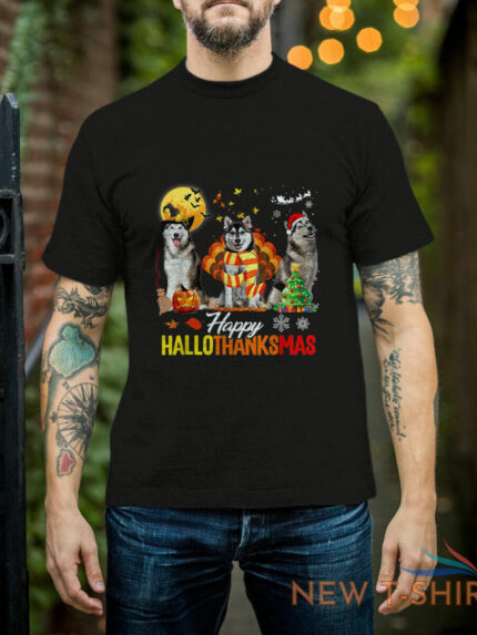 husky dog happy hallothanksmas halloween thanksgiving xmas t shirt 1.jpg