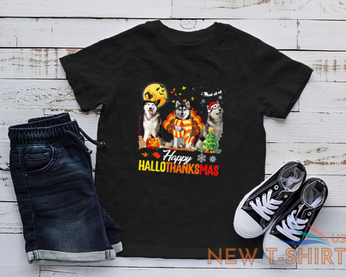 husky dog happy hallothanksmas halloween thanksgiving xmas t shirt 2.jpg