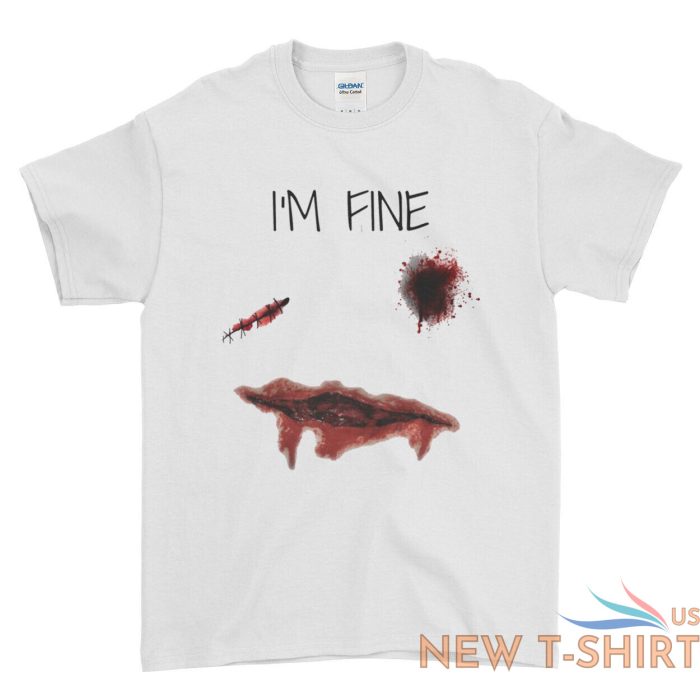 i m fine scar blood wound t shirt halloween outfit mens womens kids tee top 0.jpg