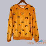jack o lantern womens fleece sweatshirt top jr m orange halloween soft plush new 0.jpg