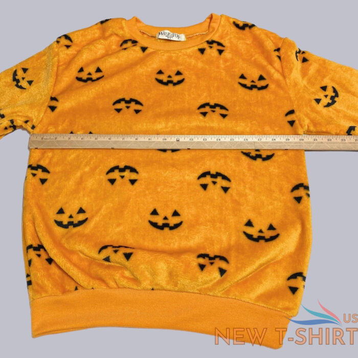 jack o lantern womens fleece sweatshirt top jr m orange halloween soft plush new 4.jpg