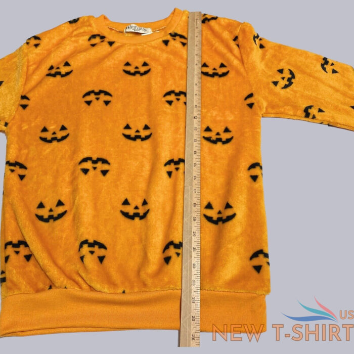 jack o lantern womens fleece sweatshirt top jr m orange halloween soft plush new 6.jpg