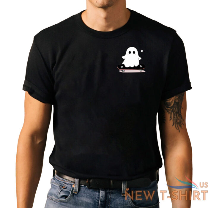 kawaii ghost skateboarding t shirt lazy funny halloween shirt 3.jpg