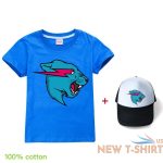 kids mr beast lightning cat t shirt baseball cap suits cotton short sleeve tops 4.jpg