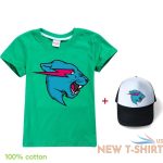 kids mr beast lightning cat t shirt baseball cap suits cotton short sleeve tops 8.jpg