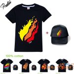 kids prestonplayz flame casual t shirt short sleeve cotton tee tops cap sets uk 0.jpg