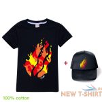 kids prestonplayz flame casual t shirt short sleeve cotton tee tops cap sets uk 5.jpg