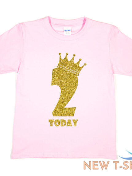 kids two today birthday t shirt in gold glitter happy 2nd birthday gift 0.jpg