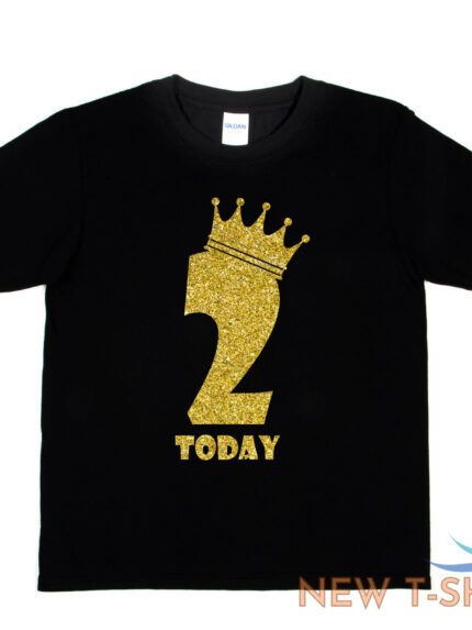 kids two today birthday t shirt in gold glitter happy 2nd birthday gift 1.jpg