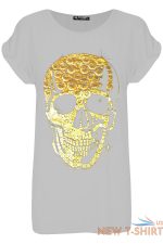 ladies halloween skeleton bones heart scary turn up sleeve womens t shirt top 4.jpg