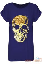 ladies halloween skeleton bones heart scary turn up sleeve womens t shirt top 5.jpg