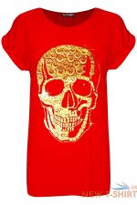 ladies halloween skeleton bones heart scary turn up sleeve womens t shirt top 6.jpg