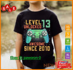 level 13 unlocked 13th birthday 13 year old boy gifts gamer t shirt 0 2.jpg