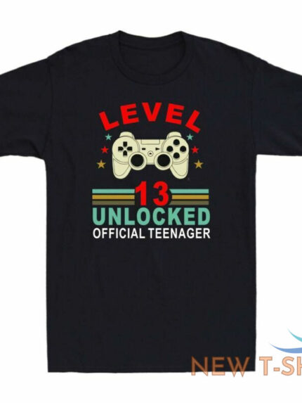 level 13 unlocked teenager 13th birthday gift vintage mens cotton t shirt tee 1.jpg