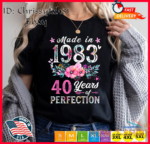 made in 1983 floral vintage 40th birthday gifts for women t shirt 0.png