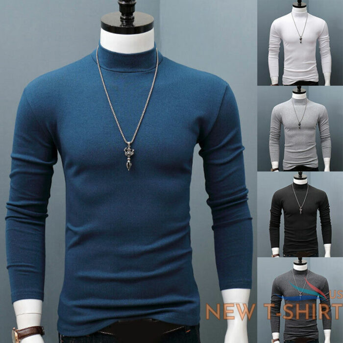 men long sleeve t shirt soft slim turtle neck warm tops tee pullover clothing 2.jpg