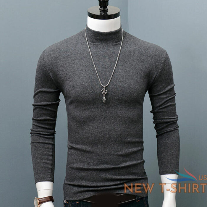 men long sleeve t shirt soft slim turtle neck warm tops tee pullover clothing 7.jpg