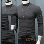 men long sleeve t shirt soft slim turtle neck warm tops tee pullover clothing 8.jpg