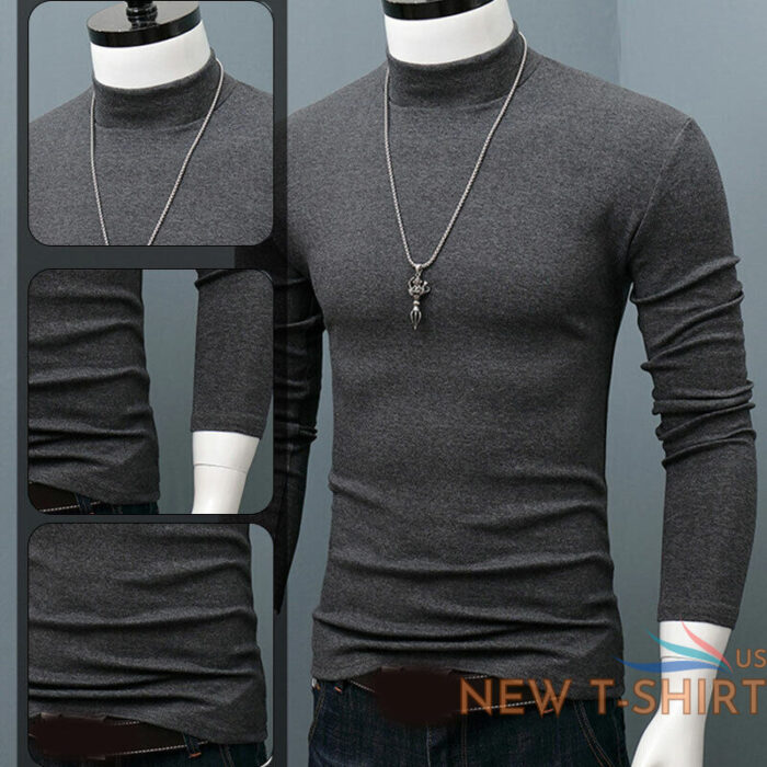 men long sleeve t shirt soft slim turtle neck warm tops tee pullover clothing 8.jpg