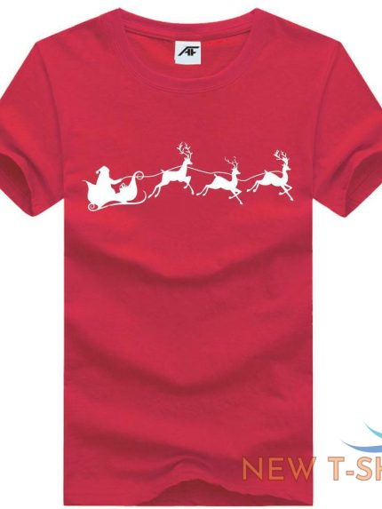 mens boys santa sleigh reindeer print t shirt short sleeve party wear top tees 0.jpg