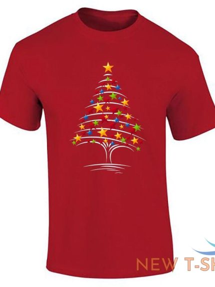 mens christmas multi stars tree print t shirt boys crew neck xmas tees 0.jpg