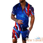 mens fashion leisure 4th of july seaside beach holiday zipper shirt short set 1.jpg